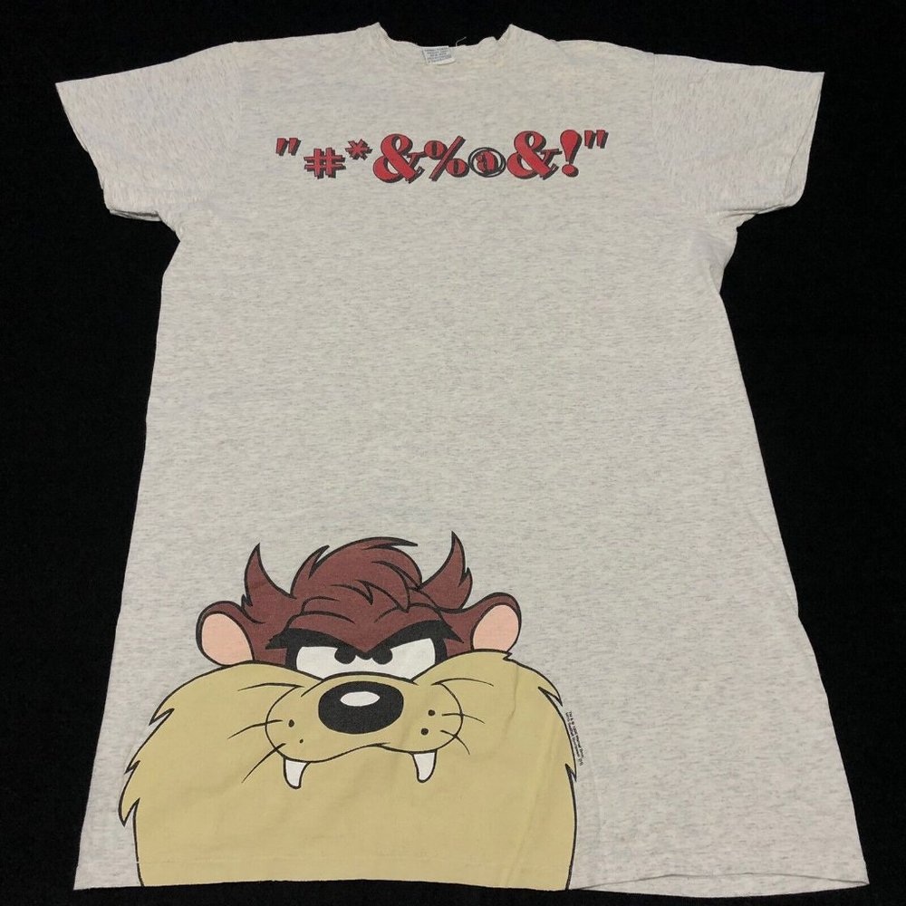 Vintage Looney Tunes Taz One Size Gray T-Shirt 1996 Sleeping Tee Beach Tee